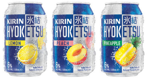 Kirin Hyoketsu Lemon or Peach or Pineapple Vodka Soda Premix cans resize