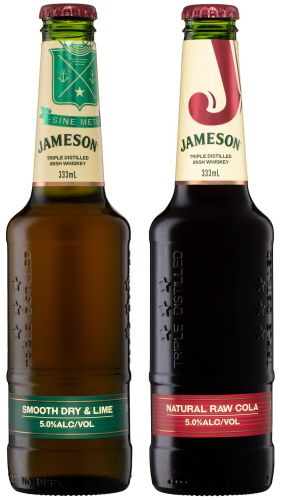 Jameson Irish Whiskey Smooth Dry & Lime or Natural Raw Cola Premix bottles resize