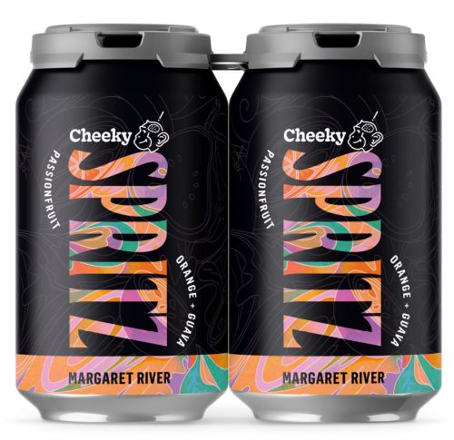 Cheeky Monkey Passionfruit Orange and Guava Spritz Premix 4 pack cans 330mL resize