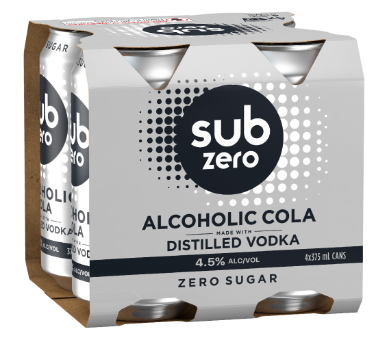 Sub Zero Distilled Vodka and Cola Premix 4 pack cans 375mL resize