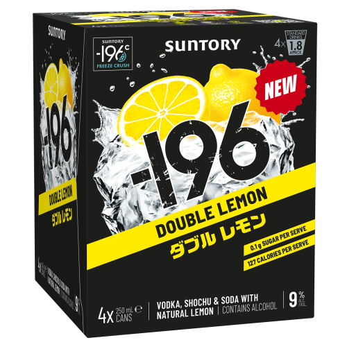 Suntory -196 Double Lemon 9 percent alcohol 4 pack 250mL cans
