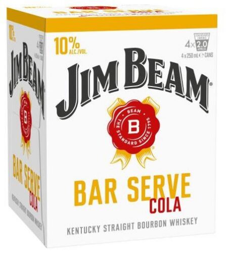 Jim Beam White Bar Serve 250mL 4 Pack Cans