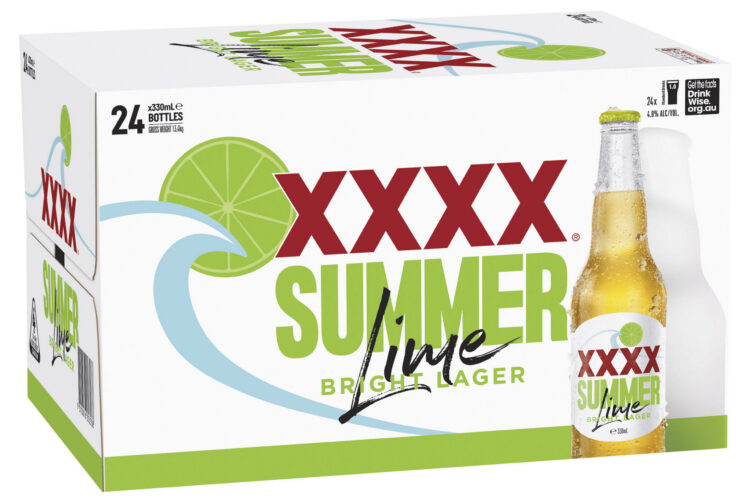 XXXX Summer Bright Lager with Lime 24x330mL Bottle Carton 4 Percent ABV
