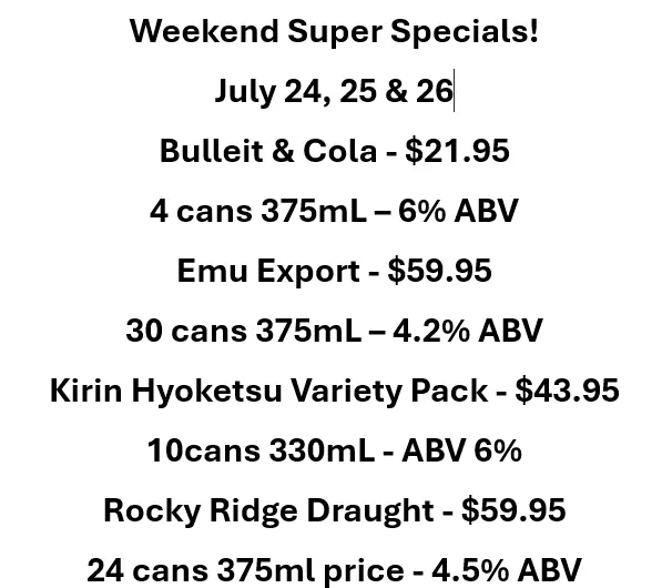 2026 July 24 25 26 Condellos Weekend Super Specials website version