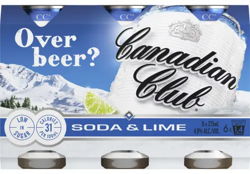 Canadian Club Soda & Lime Cans 375mL x 6 pack