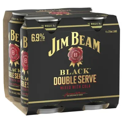 Jim Beam Black and Cola Double Serve 4 cans - 375mL