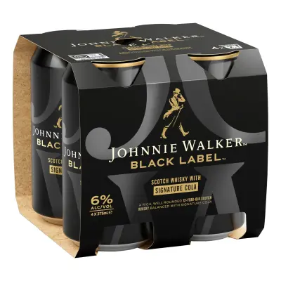 Johnnie Walker Black & Signature Cola 6% 375ml Can 4 Pack