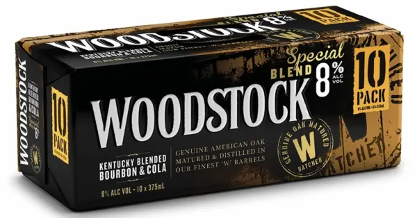 Woodstock Bourbon & Cola 8% Can 375mL 10 Pack