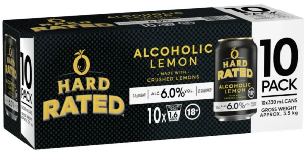 Hard Rated Alcoholic Lemon 6.0 percent abv 10x330mL