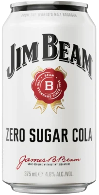 Jim Beam White Whisky and Cola Zero Sugar 375mL can