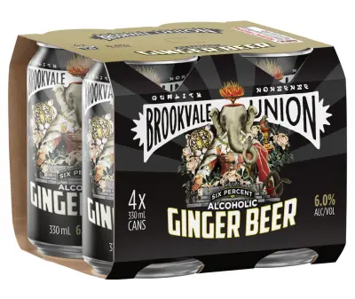 Brookvale Union Ginger Beer - 4 Cans 330mL - 6% ABV at Condellos in Bunbury - V2