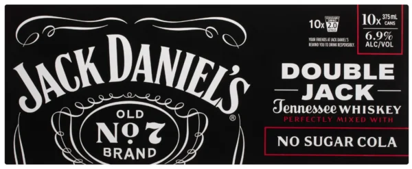 Jack Daniel's Double Jack No Sugar Cola 10 pack 375mL cans