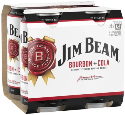 Jim Beam White Bourbon and Cola 4 pack 375mL cans