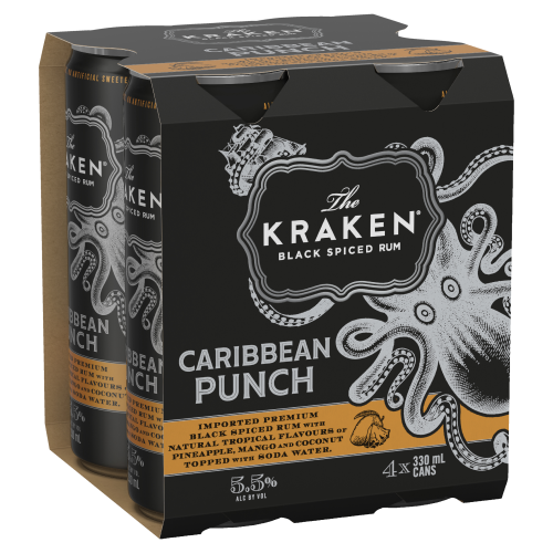 Kraken Spiced Caribbean Punch Rum Premix 4 Cans